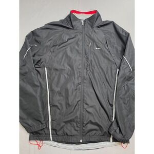 Hind Windbreaker Jacket Men's M Black Mesh Lined Mock Neck Drawcord Hem Athletic